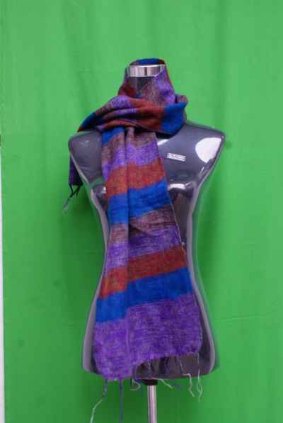Yak Wool Muffler, Nepali Acrylic Hand Loom Muffler, Striped