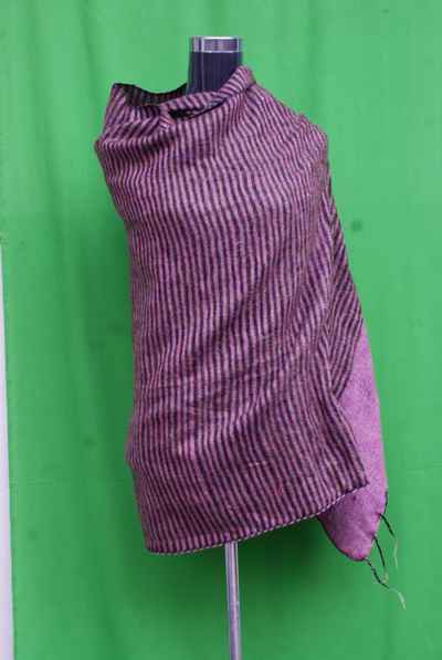 Yak Wool Shawl, Nepali Acrylic Hand Loom Shawl, Small Stripe