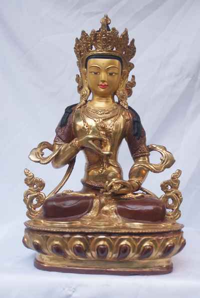 [best Price], Buddhist Handmade Statue Of Vajrasattva [partly Gold Plated], [painted Face], [extra Gold], For A Gift, Altars And Buddhist Ritual