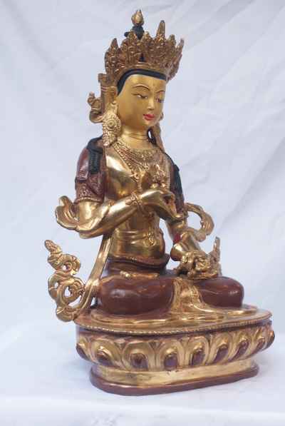 [best Price], Buddhist Handmade Statue Of Vajrasattva [partly Gold Plated], [painted Face], [extra Gold], For A Gift, Altars And Buddhist Ritual