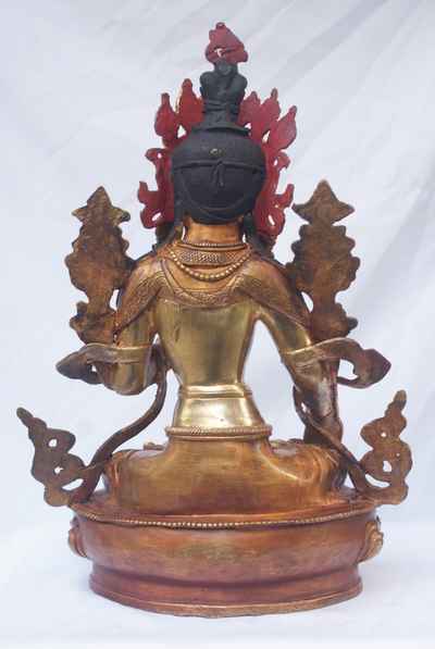 [best Price], White Tara Statue, [partly Gold Plated], [painted Face], For A Gift, Altars And Buddhist Ritual