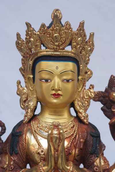 [best Price], Avalokiteshvara Chenrezig Statue, [partly Gold Plated], [painted Face], For A Gift, Altars And Buddhist Ritual