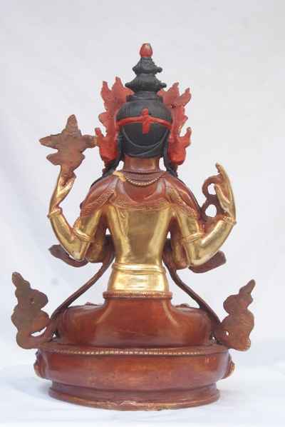 [best Price], Avalokiteshvara Chenrezig Statue, [partly Gold Plated], [painted Face], For A Gift, Altars And Buddhist Ritual