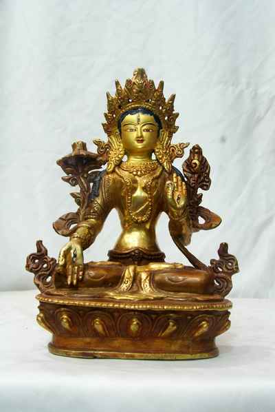 [best Price], White Tara Statue, [partly Gold Plated], [painted Face], For A Gift, Altars And Buddhist Ritual