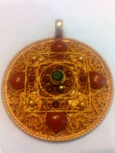 Gold Mandala Locket With Coral