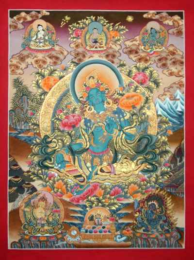 Green Tara Thangka, [sold]