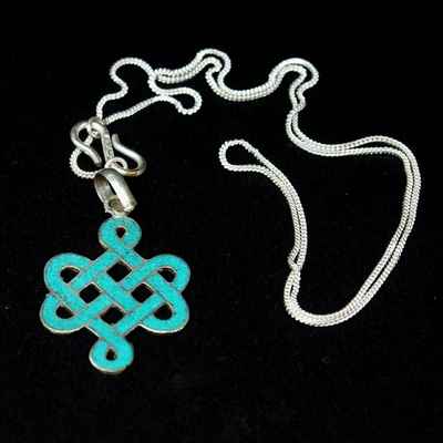 Endless Knot Locket Pendant With Turquoise