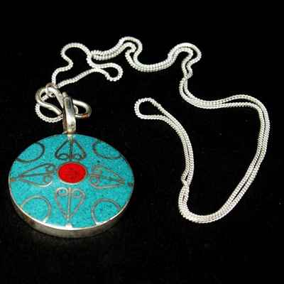 Double Dorje Locket Pendant With Turquoise