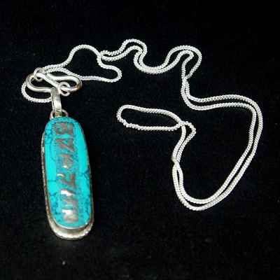 Om Mani Padme Hum Locket Pendant With Turquoise