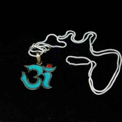 Om Locket Pendant With Turquoise