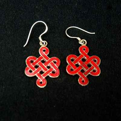 Coral Endless Knot Earring