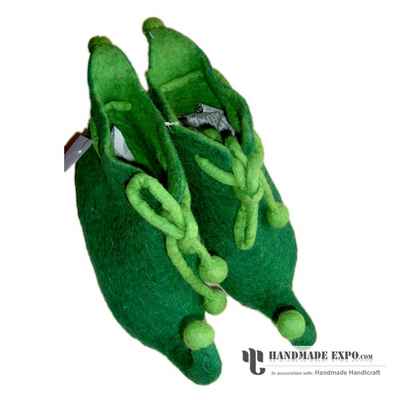 Green Felt Boots With Laces