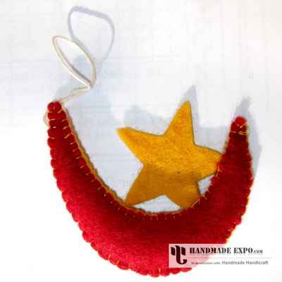 Star On Moon Christmas Ornaments