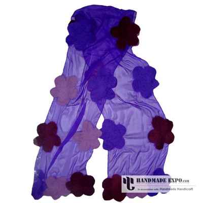 Flower Design Felt On Silk Mullfers