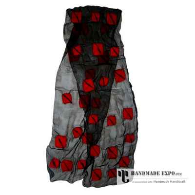Patchwork Design Felt On Silk Mullfers