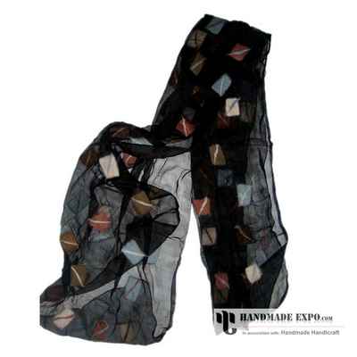 Patchwork Design Felt On Silk Mullfers