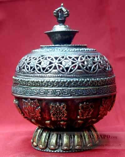 Oval Hanging Metal Incense Burner, [oxidized], [hanging & Swinging]