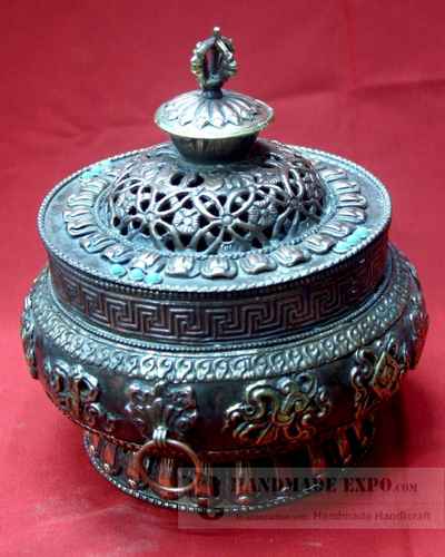 Traditional Hanging Metal Incense Burner, [oxidized], [hanging & Swinging]