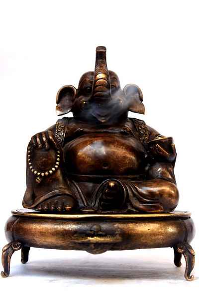 Buddhist Handmade Incense Burner Of Ganesh, [chocolate Oxidized]