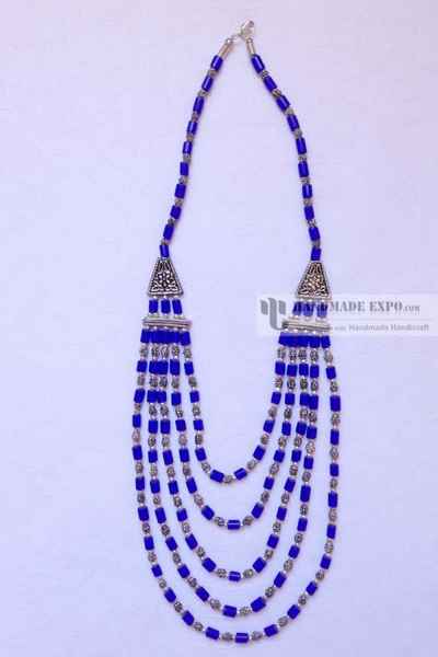 Beads And Metal Yak Bone Necklace, Handmade In Nepal