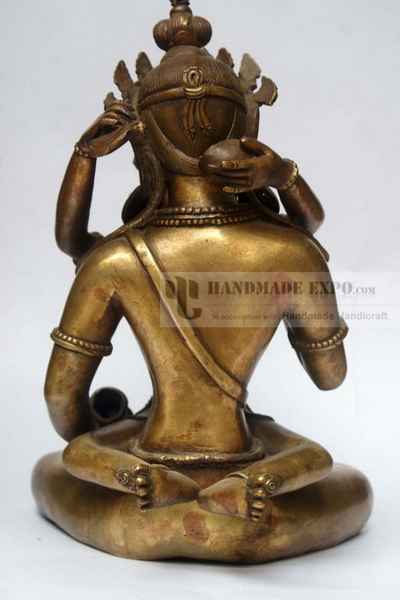 Buddhist Statue Of Vajrasattva With Consort, [shakti], Yab-yum [bronze Finishing]