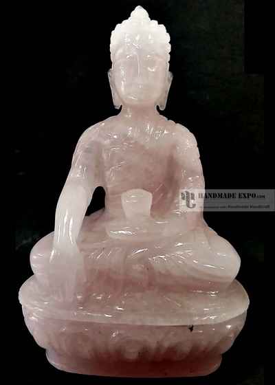 Rose Quartz Shakyamuni Buddha Statue