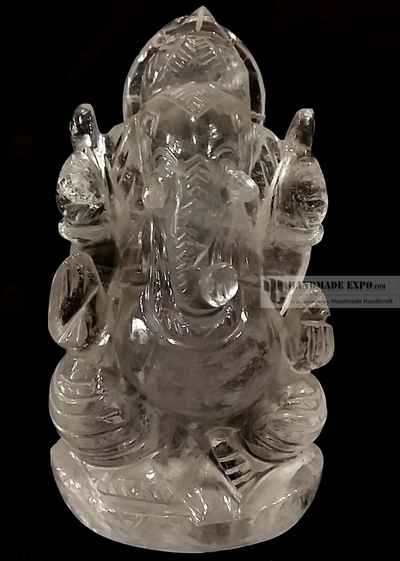 Medium Clear Crystal Ganesh Statue