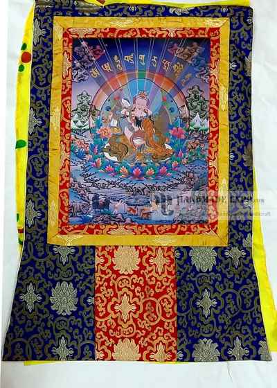 Padmasambhava Printed Thangka With Brocade