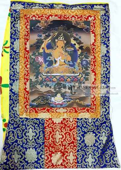Manjushri Printed Thangka With Brocade