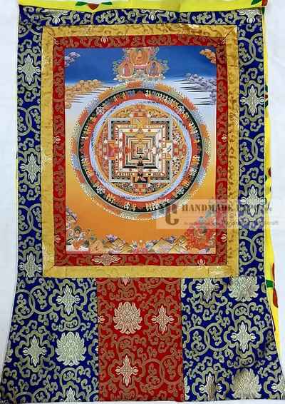 Kalachakra Mandala Printed Thangka With Brocade