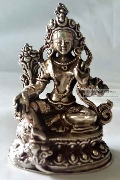 Green Tara Statue In [full Silver Plated]
