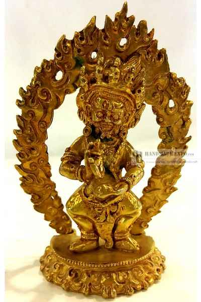 Mahakala Panjaranatha Two Arms Statue Full Gold Plated