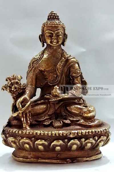 Medicine Buddha Statue In Natural Patina