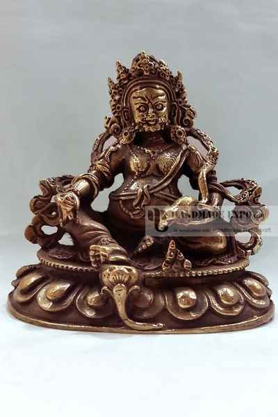 Yellow Jambhala Statue In Natural Patina