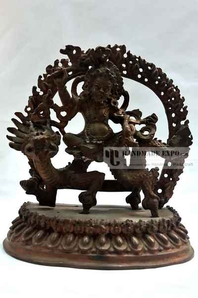White Jambhala Statue In Natural Patina