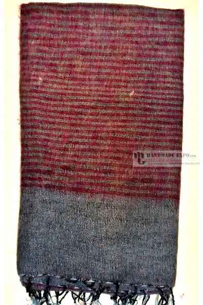 Yak Wool Shawl, Nepali Acrylic Hand Loom Shawl, Small Stripe