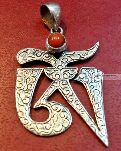 Small Carving Om Silver Pendant