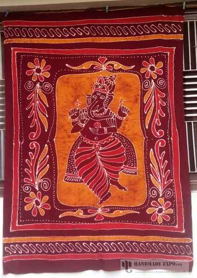 Dancing Ganesh Batik Bed Sheet