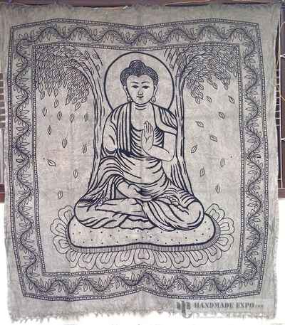 Blessing Buddha Design Batik Bed Sheet