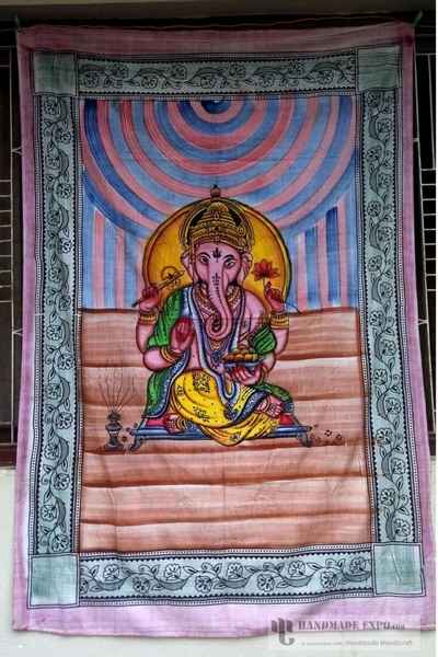 Colored Ganesh Bed Sheet
