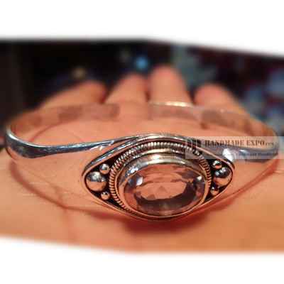 Rose Quartz Silver Bracelet