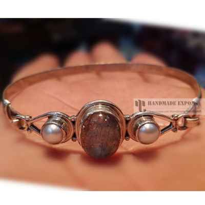 Labradorite And Pearl Silver Bracelet