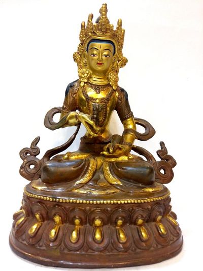 Buddhist Handmade Statue Of Vajrasattva, [partly Gold Plated], [painted Face], [sold]