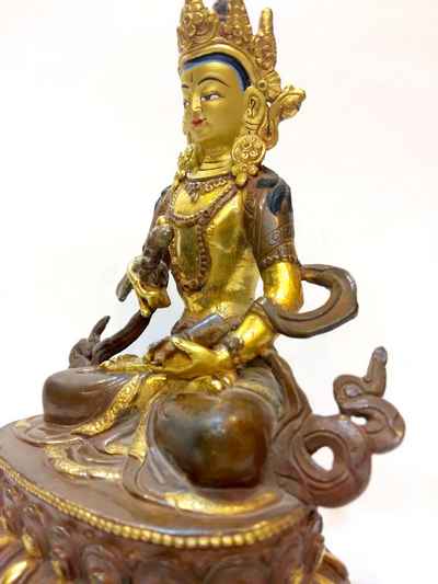 Buddhist Handmade Statue Of Vajrasattva, [partly Gold Plated], [painted Face], [sold]