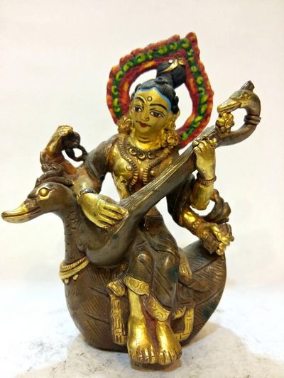 Partly Gold Plated Saraswati, [sold]