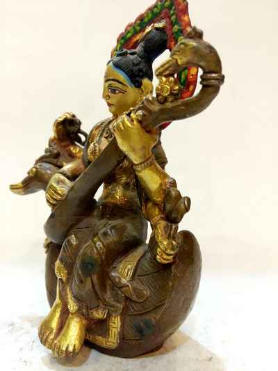 Partly Gold Plated Saraswati, [sold]