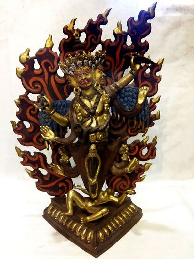 Old Four Arm Phurba Mahakala Partly Gold Plated Statue, [sold]