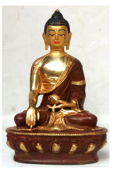 [best Price], Shakyamuni Buddha Copper Partly Gold Plated Statue, For A Gift, Altars And Buddhist Ritual
