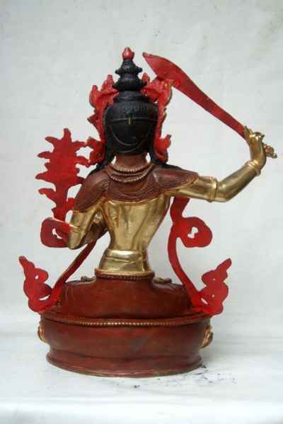 [best Price], Manjushri Copper Partly Gold Plated Statue, For A Gift, Altars And Buddhist Ritual