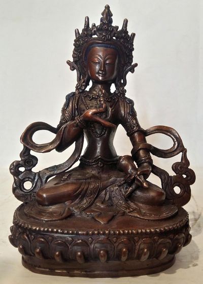 Buddhist Handmade Statue Of Vajrasattva, [chocolate Oxidized]